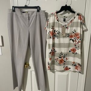 Gray Women's Pants sz12 Nine West with emery rose nwt matching lg top